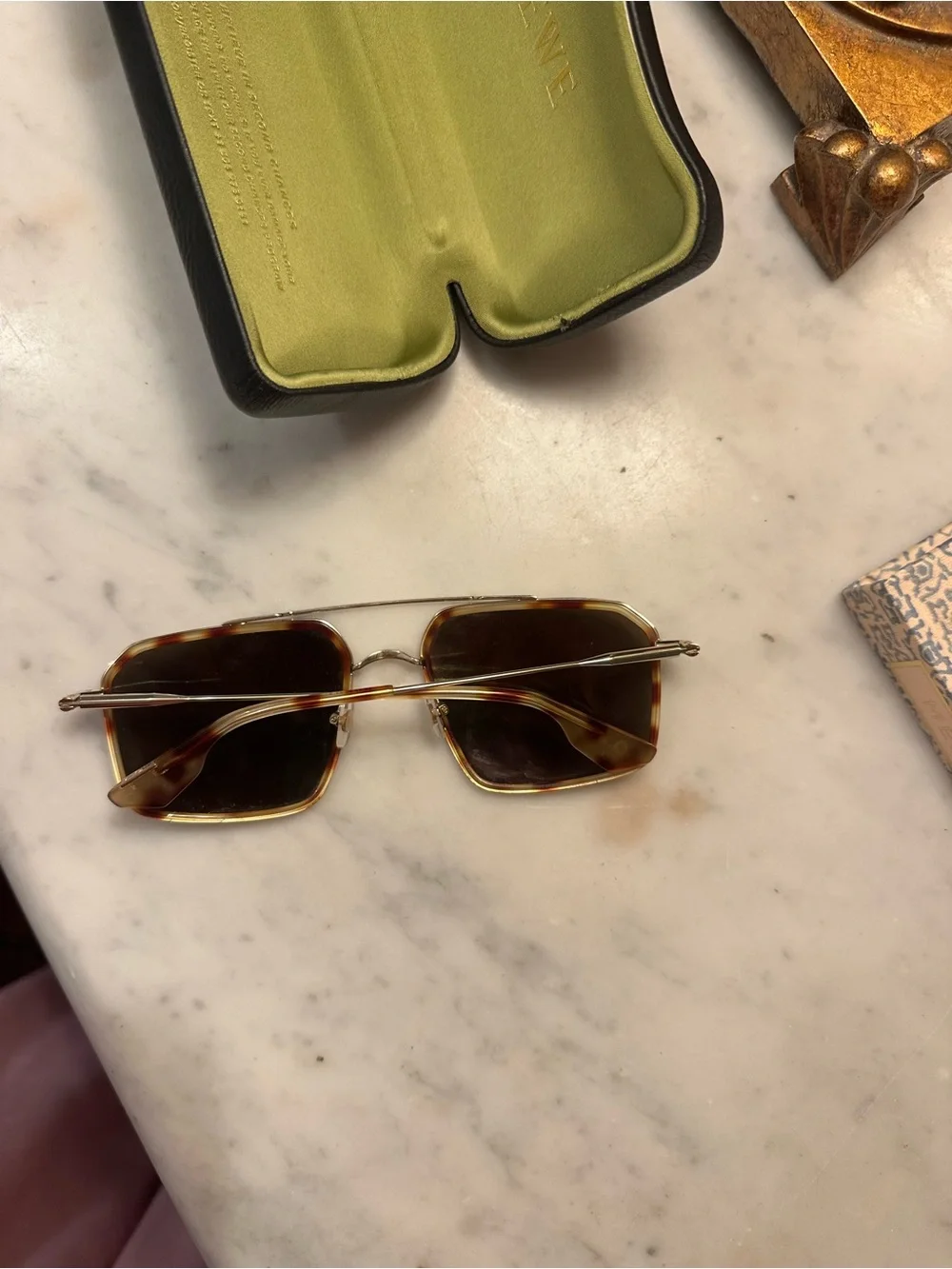 KREWE Gold Metal Frame Sunglasses with Brown Lenses